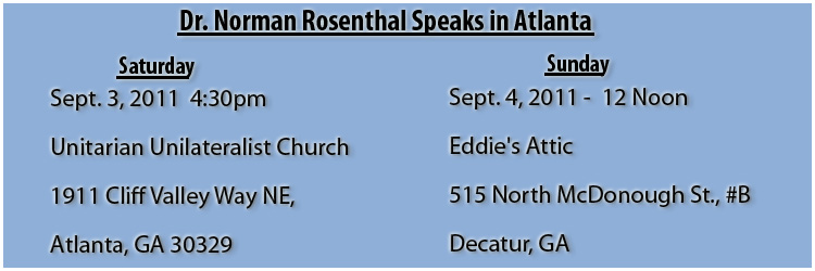 Rosenthal speaks in Atlanta unitarian church decatur book festival -Transcendence
